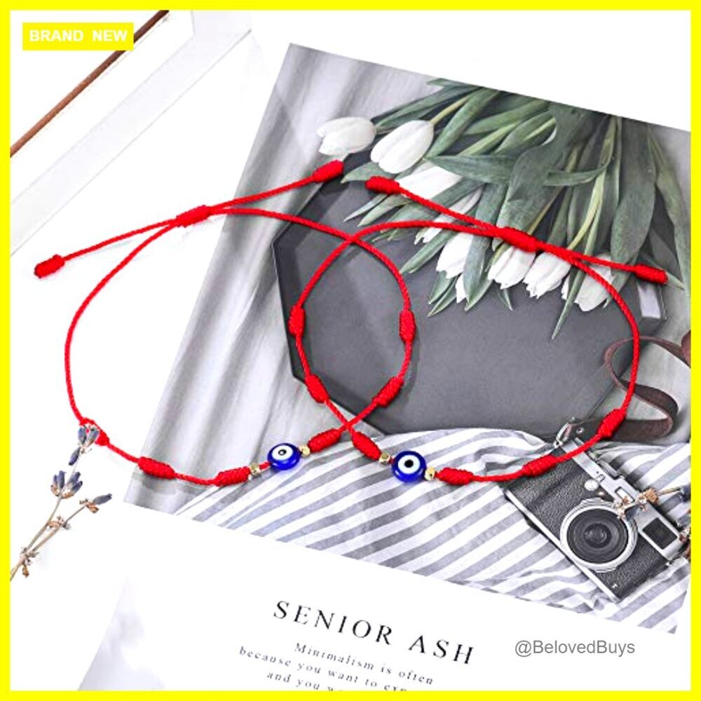Adjustable 7 Knot Evil Eye Protection Bracelet Red String Amulet - Picture 3 of 6